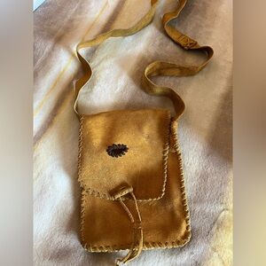 Handcrafted Tan Leather Crossbody Medicine Bag